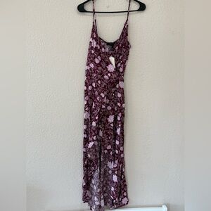 Forever 21 Burgundy Floral High Low Dress